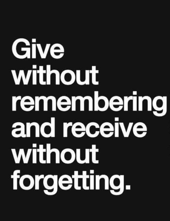 black block with white text give without remembering and receive without forgetting - quote by Elizabeth Bibesco